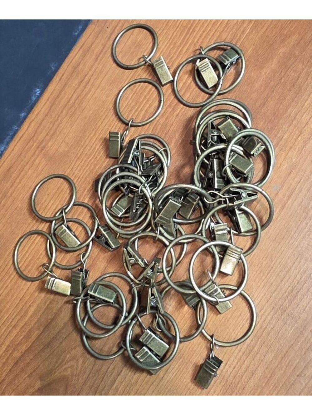 Antique Bronze Curtain Rings with Clips – Set of 40
